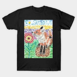 Fox  flower art T-Shirt